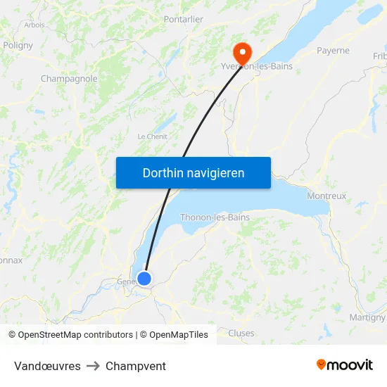 Vandœuvres to Champvent map