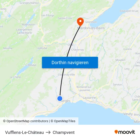 Vufflens-Le-Château to Champvent map