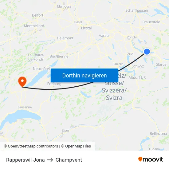 Rapperswil-Jona to Champvent map
