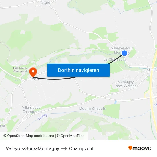 Valeyres-Sous-Montagny to Champvent map