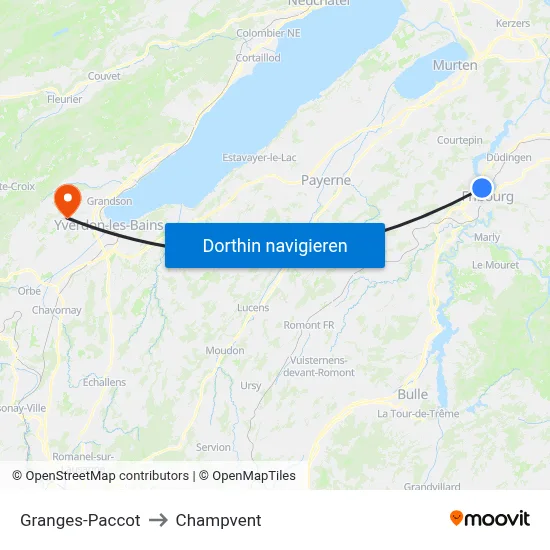 Granges-Paccot to Champvent map