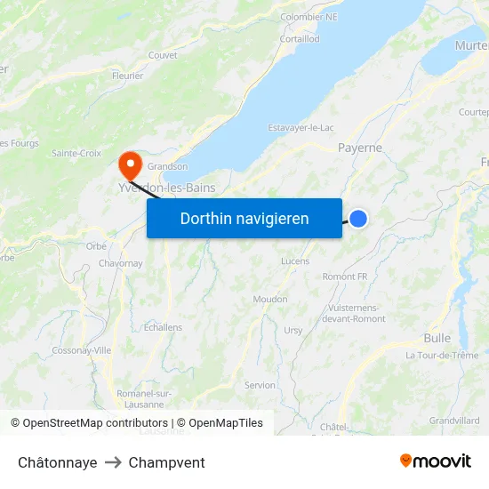 Châtonnaye to Champvent map
