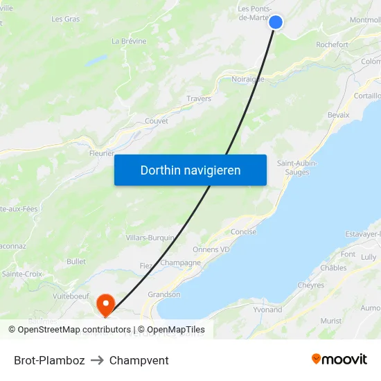 Brot-Plamboz to Champvent map