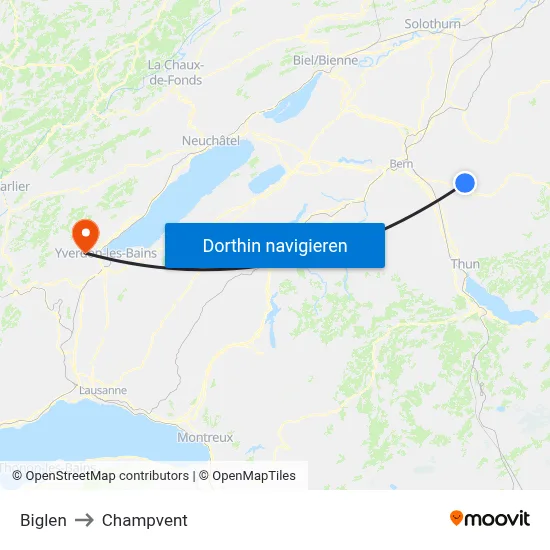 Biglen to Champvent map