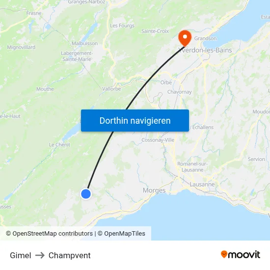 Gimel to Champvent map
