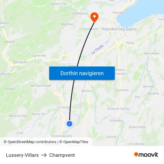 Lussery-Villars to Champvent map