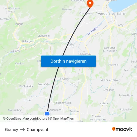 Grancy to Champvent map