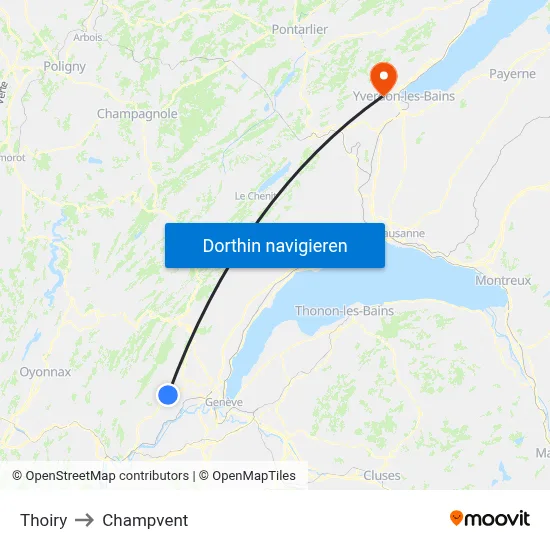 Thoiry to Champvent map
