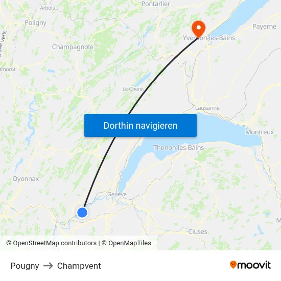 Pougny to Champvent map