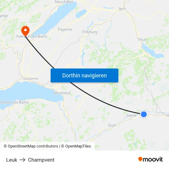 Leuk to Champvent map