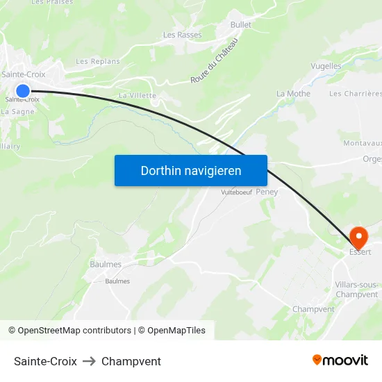 Sainte-Croix to Champvent map