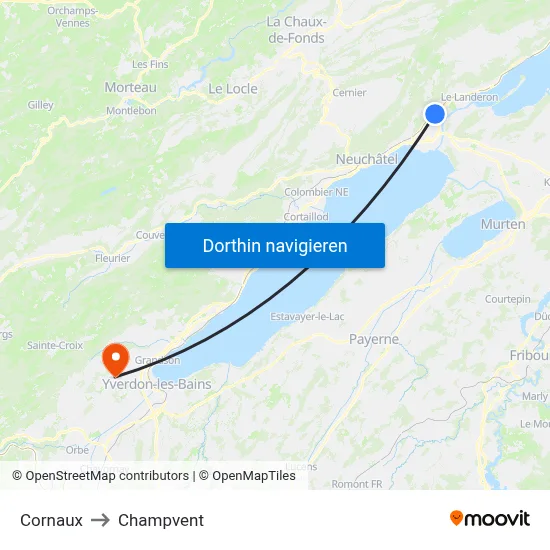 Cornaux to Champvent map