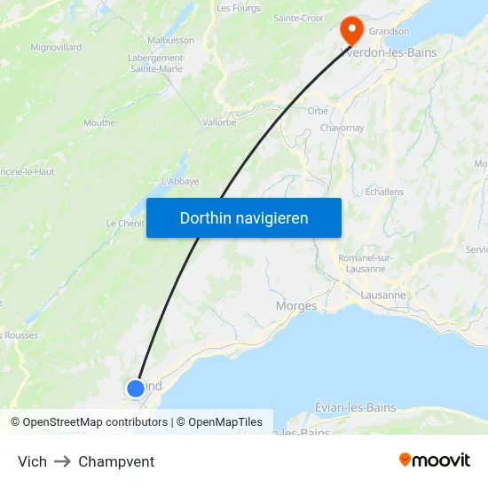 Vich to Champvent map