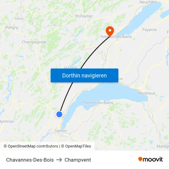 Chavannes-Des-Bois to Champvent map