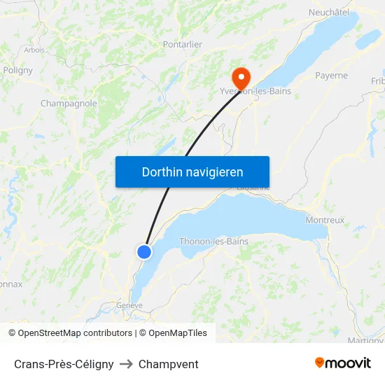 Crans-Près-Céligny to Champvent map
