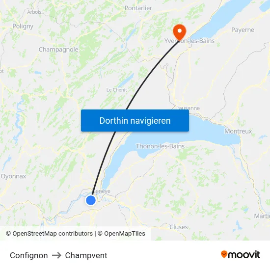 Confignon to Champvent map