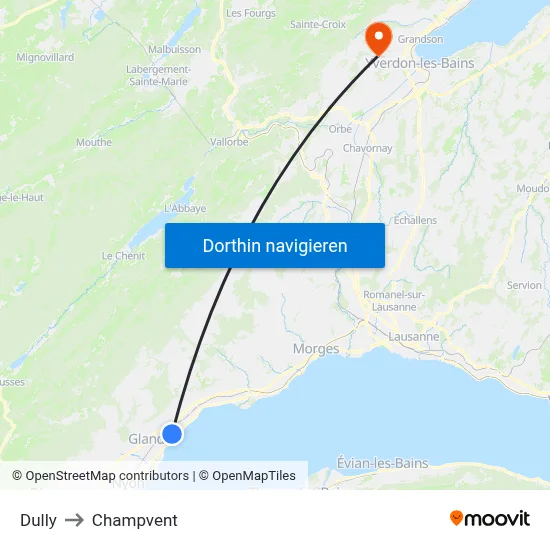 Dully to Champvent map