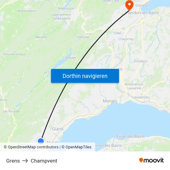 Grens to Champvent map
