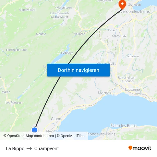 La Rippe to Champvent map