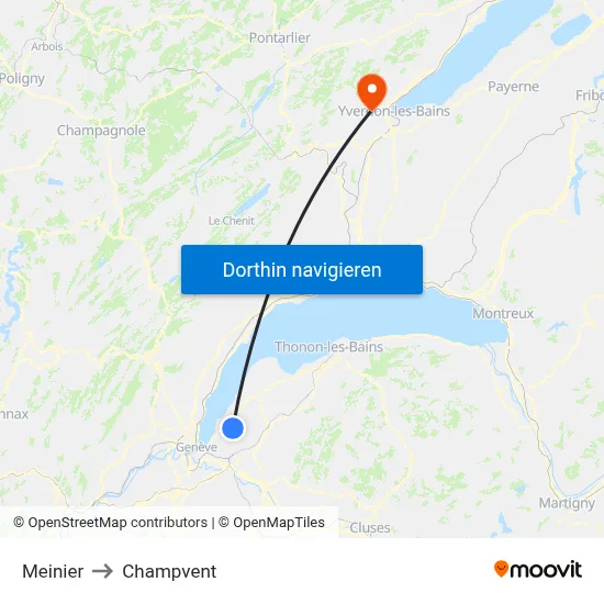 Meinier to Champvent map