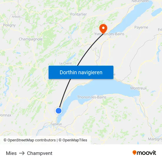 Mies to Champvent map