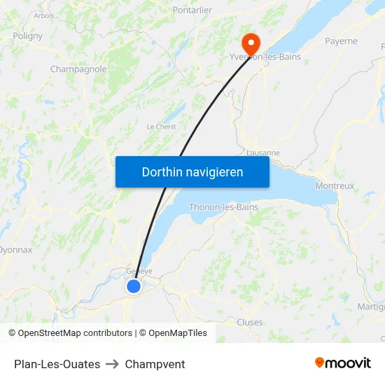Plan-Les-Ouates to Champvent map