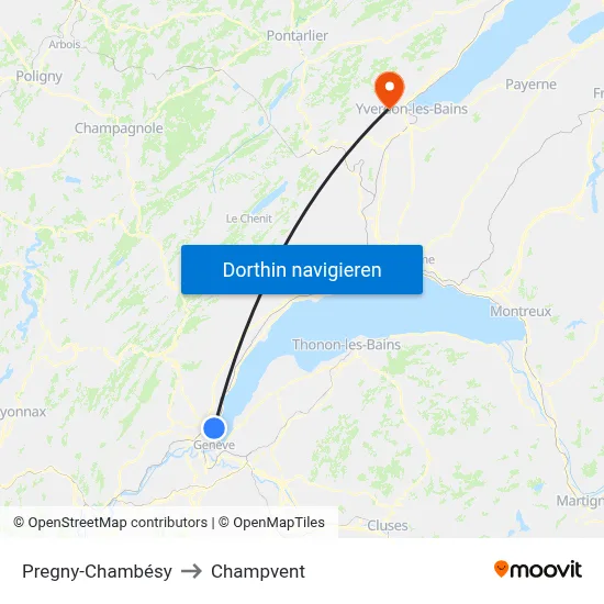 Pregny-Chambésy to Champvent map
