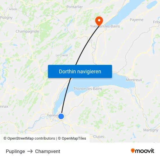 Puplinge to Champvent map