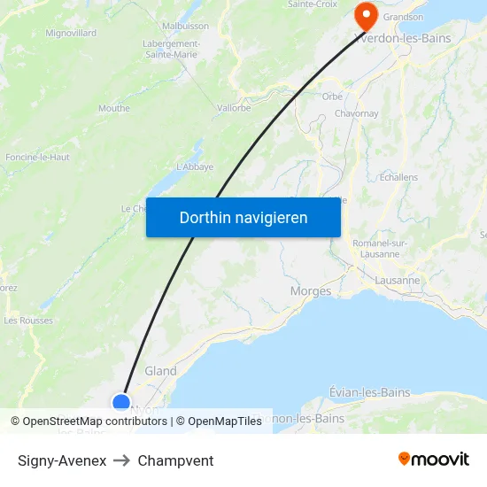 Signy-Avenex to Champvent map