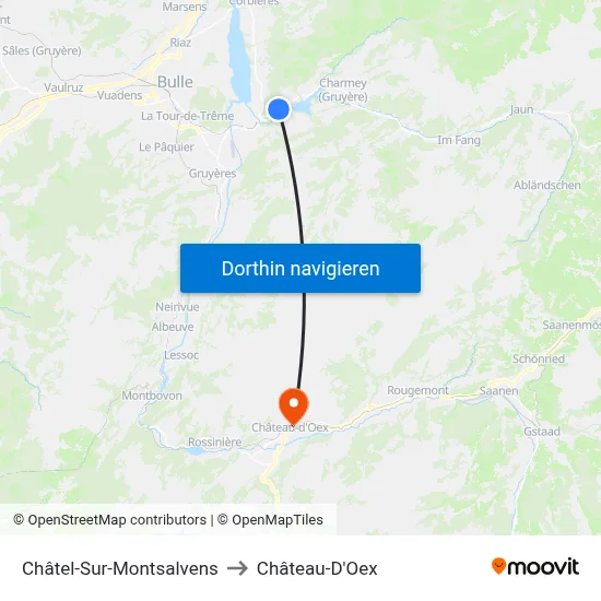 Châtel-Sur-Montsalvens to Château-D'Oex map