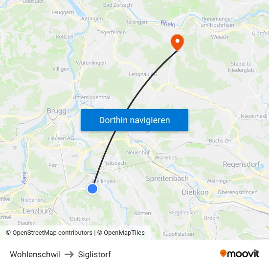 Wohlenschwil to Siglistorf map