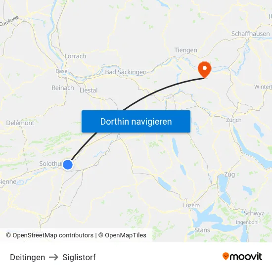 Deitingen to Siglistorf map