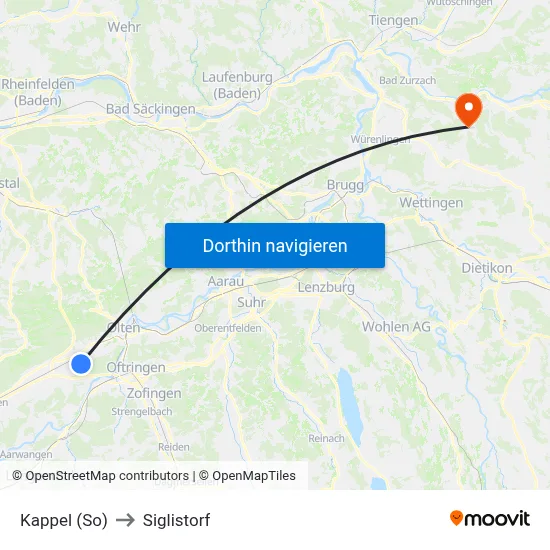 Kappel (So) to Siglistorf map