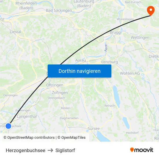 Herzogenbuchsee to Siglistorf map
