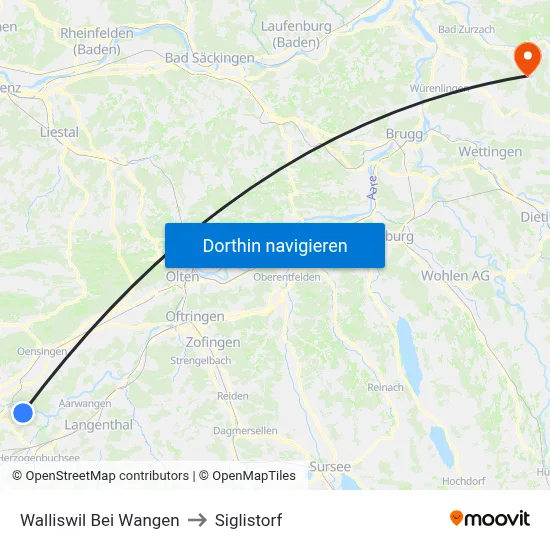 Walliswil Bei Wangen to Siglistorf map