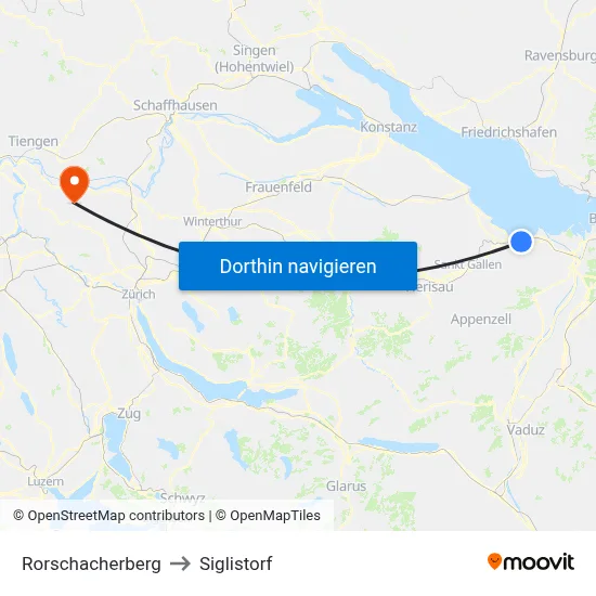 Rorschacherberg to Siglistorf map