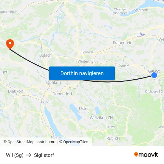 Wil (Sg) to Siglistorf map