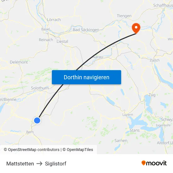 Mattstetten to Siglistorf map