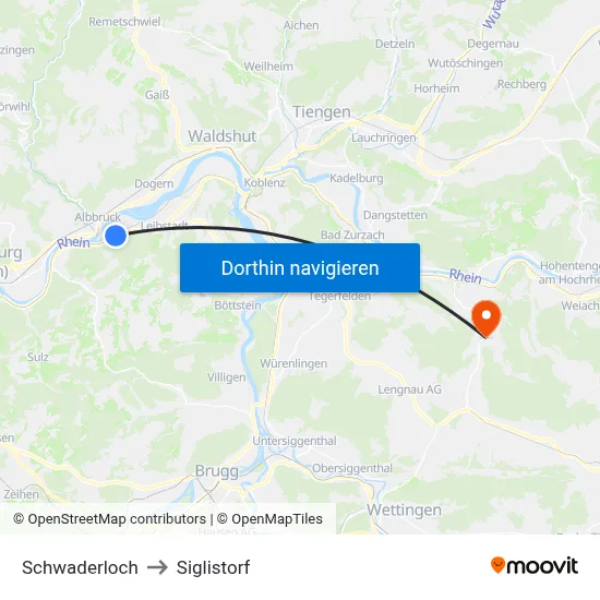 Schwaderloch to Siglistorf map