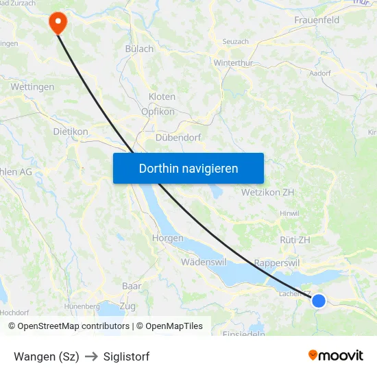 Wangen (Sz) to Siglistorf map