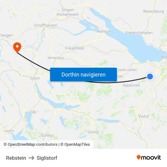 Rebstein to Siglistorf map