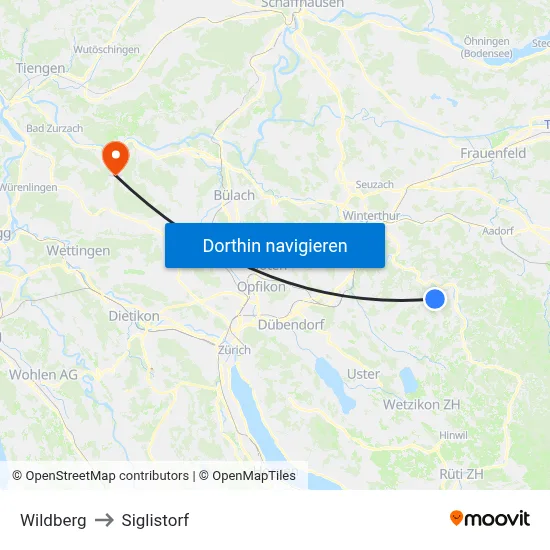 Wildberg to Siglistorf map