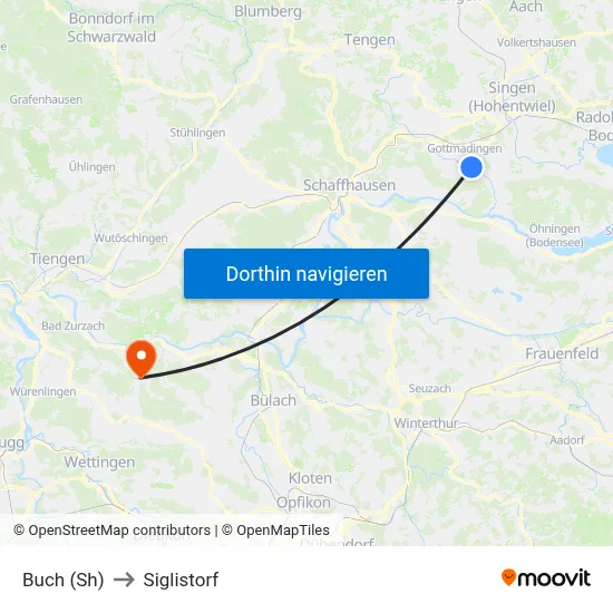 Buch (Sh) to Siglistorf map