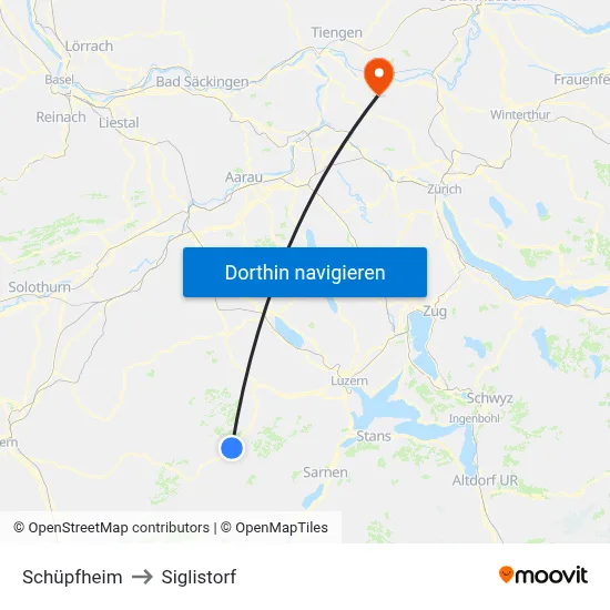 Schüpfheim to Siglistorf map