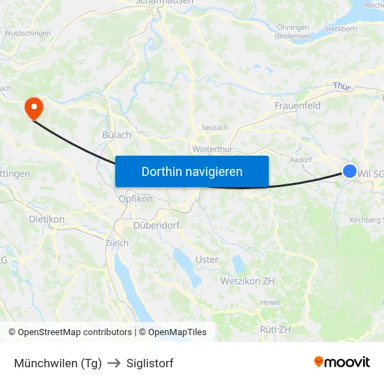 Münchwilen (Tg) to Siglistorf map