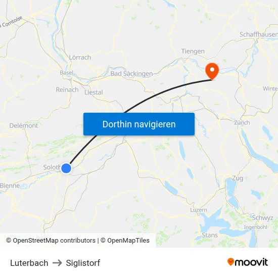 Luterbach to Siglistorf map