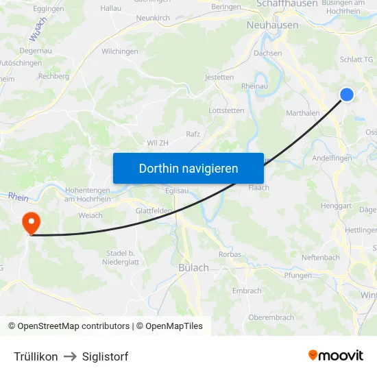 Trüllikon to Siglistorf map