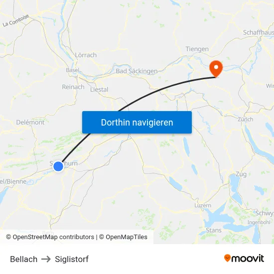 Bellach to Siglistorf map