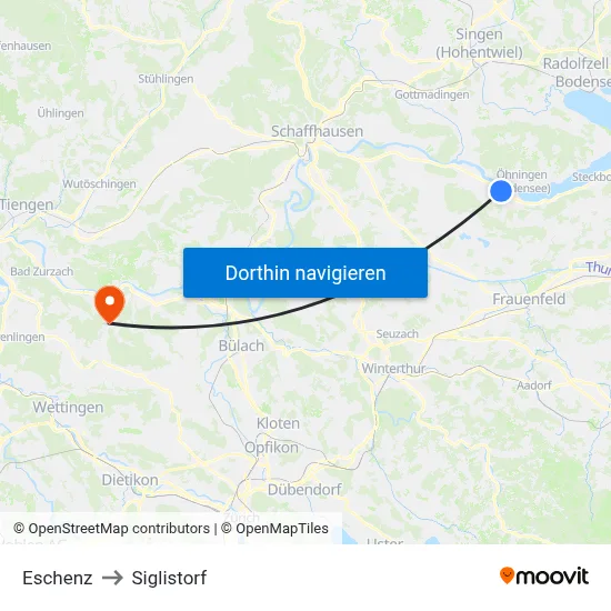 Eschenz to Siglistorf map