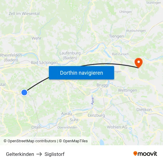 Gelterkinden to Siglistorf map